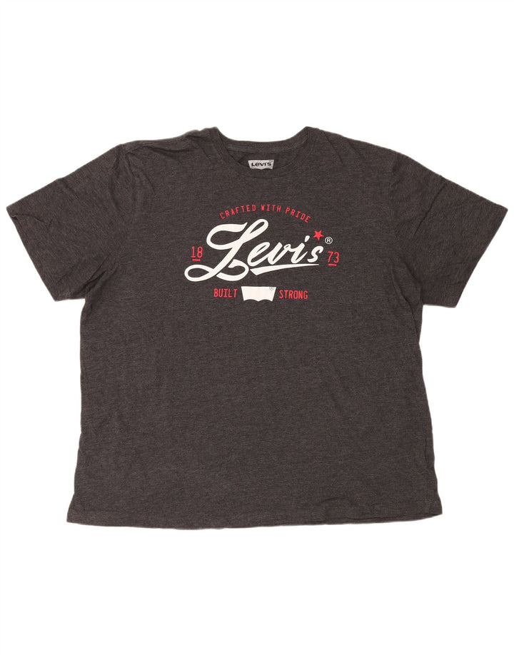 Levi's Herre grafisk T-shirt Top 2XL Grå Bomuld