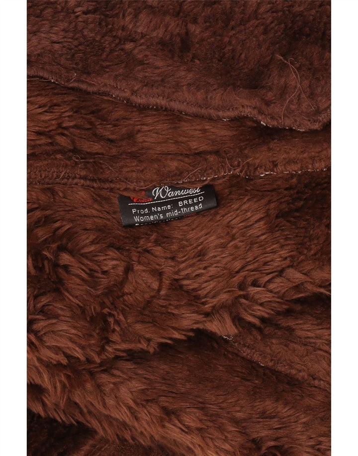 Vintage Sherpajakke til kvinder UK 22 3XL Brun Akryl