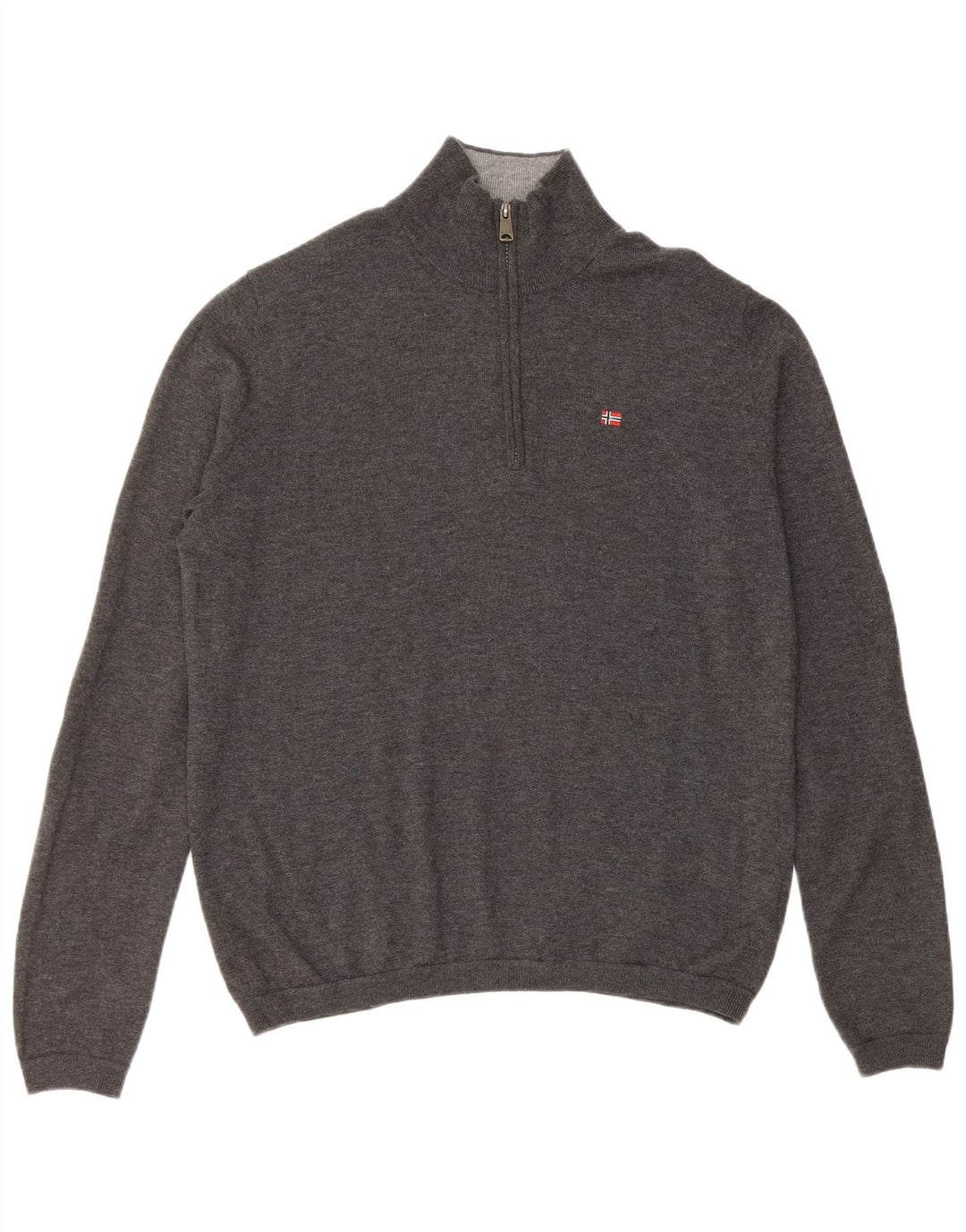 NAPAPIJRI Herre Geographic Zip Neck Jumper Sweater Medium Grå Merinould