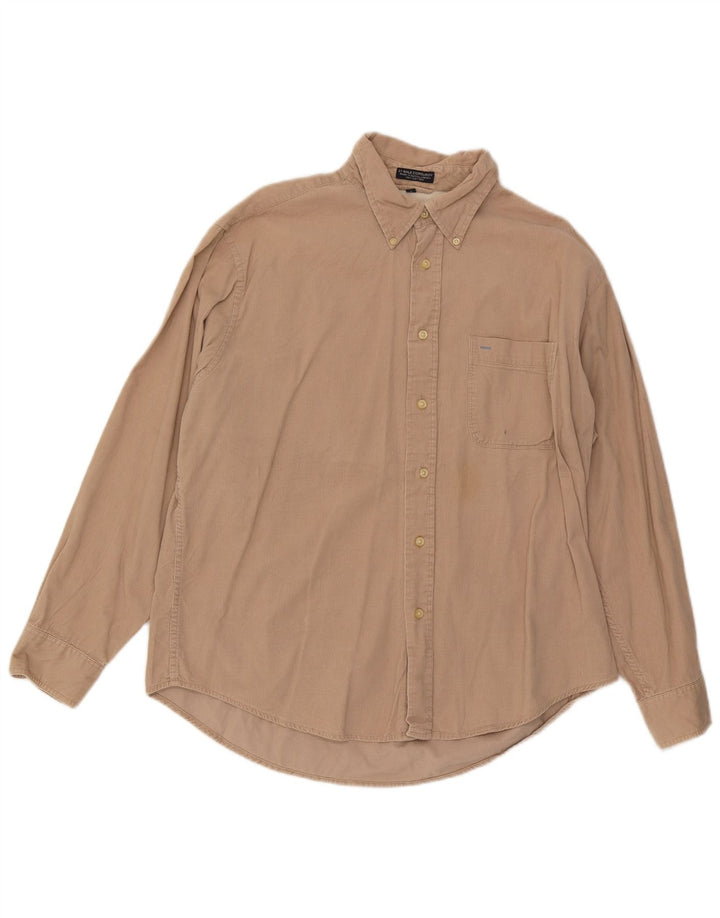 Izod Herre Corduroy Skjorte Stor Beige Bomuld