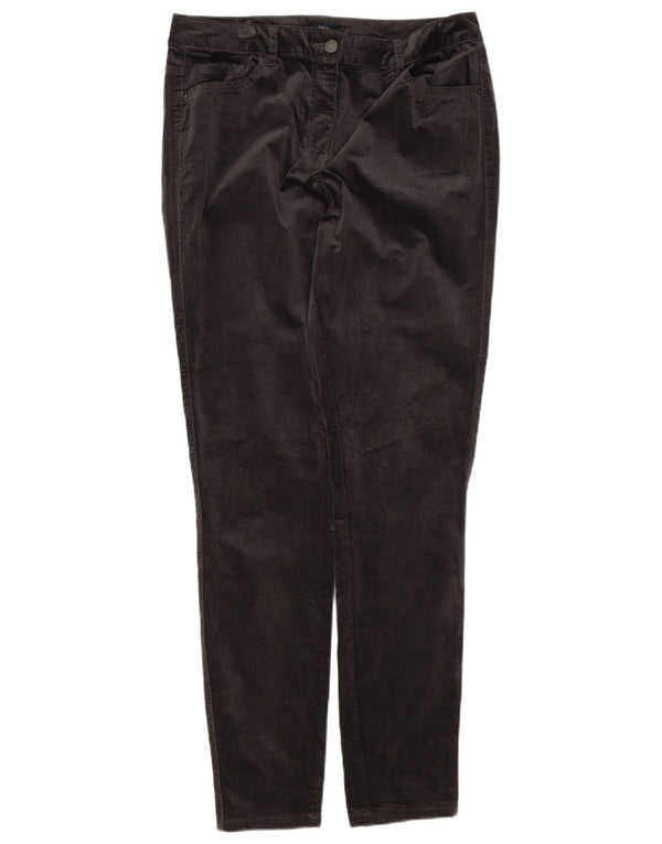 M&Co Womens Velvet Skinny Casual Trousers UK 14 Large W34 L32 Grey Cotton
