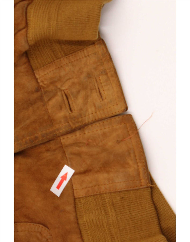 Mansion Mens Suede Bomber Jacket IT 54 2XL Brown Leather
