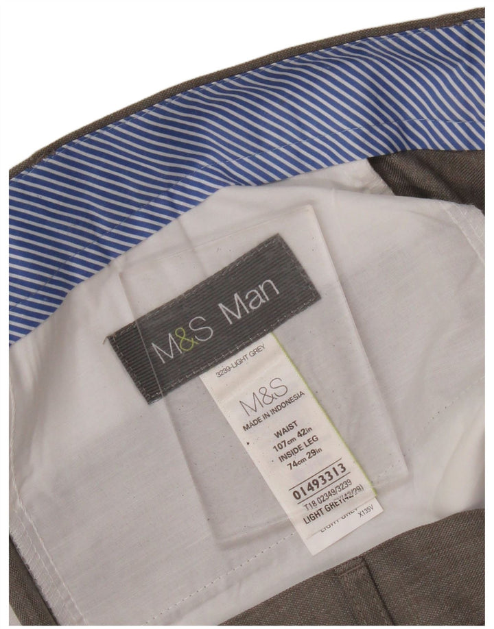 MARKS & SPENCER Mens Straight Suit Trousers W42 L26 Grey Polyester