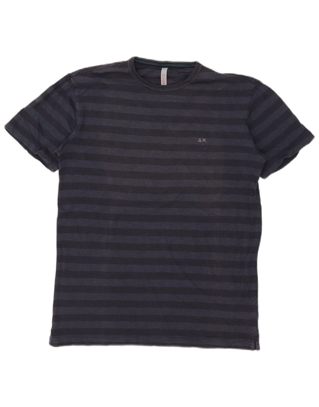 SUN68 Herre T-shirt Top Medium Marineblå Stribet bomuld