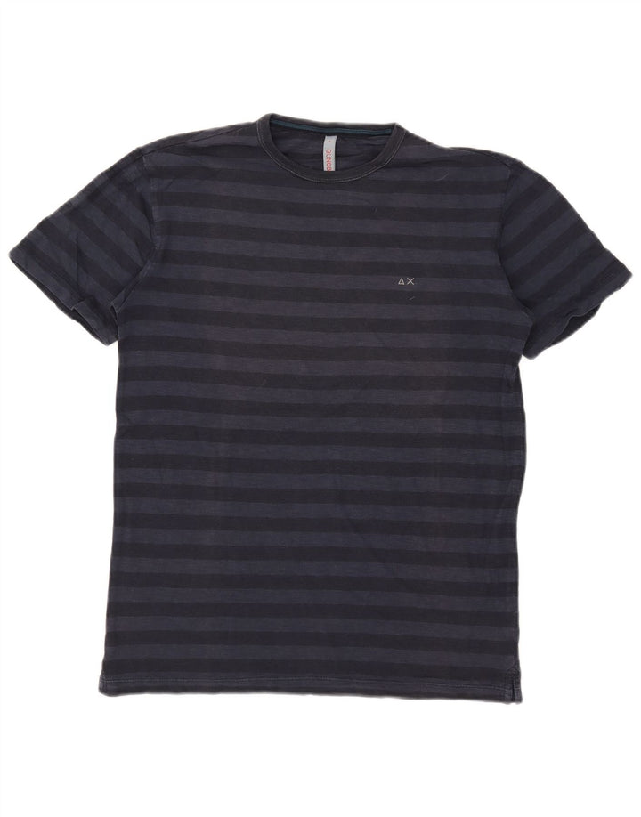 SUN68 Herre T-shirt Top Medium Marineblå Stribet bomuld