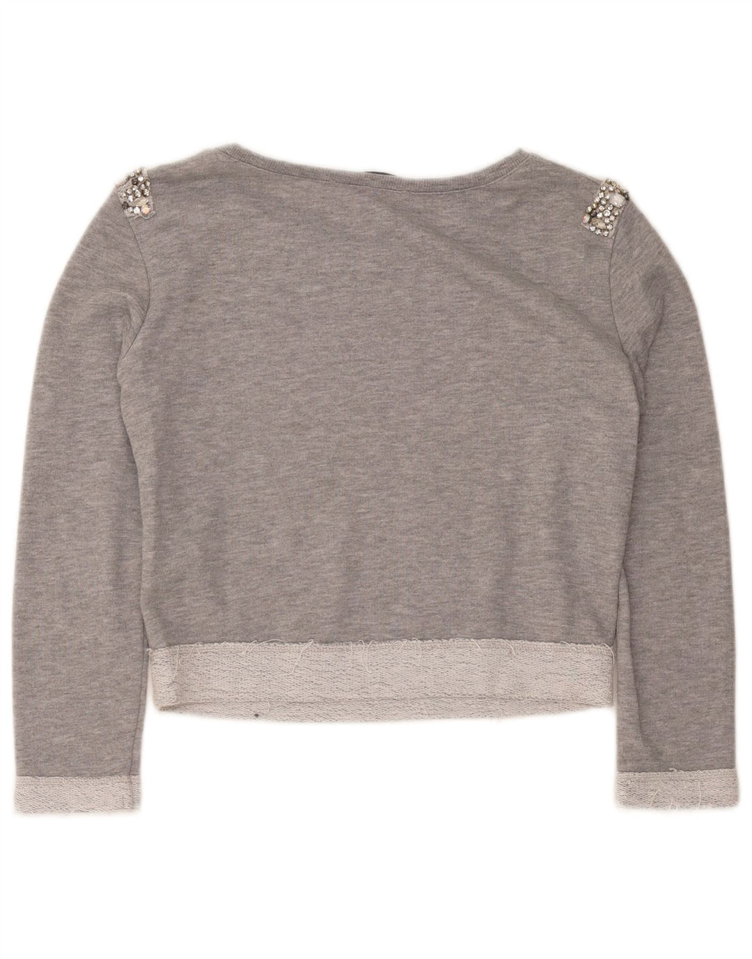 Guess Womens Crop Oversized Sweatshirt Jumper UK 6 XS Grå Bomuld