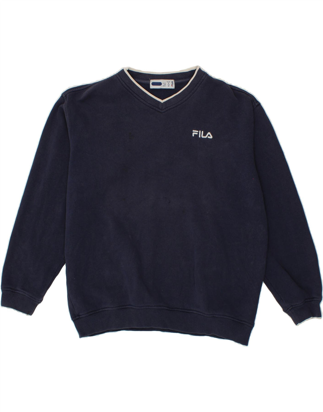 FILA Boys Sweatshirt Jumper 15-16 Years XL Navy Blue Vintage Fila and Second-Hand Fila from Messina Hembry 