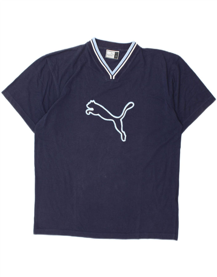 PUMA Grafisk T-shirt top til mænd Stor marineblå bomuld