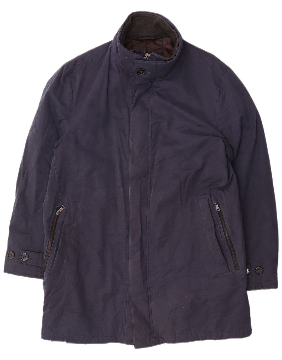 Marks & Spencer Herre Windbreaker Coat UK 38 Medium Navy Blue Bomuld