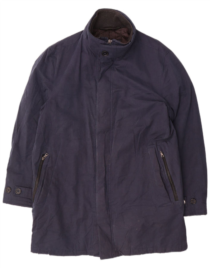 Marks & Spencer Herre Windbreaker Coat UK 38 Medium Navy Blue Bomuld