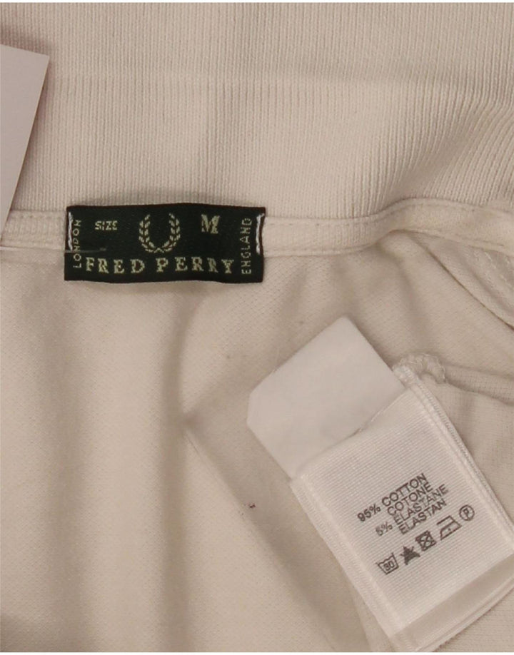 Fred Perry Dame ærmeløs polo shirt UK 12 Medium White Bomuld