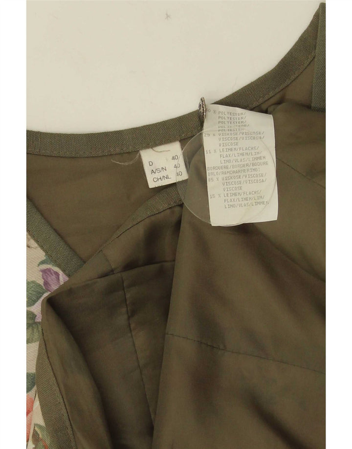 Vintage damevest EU 40 Medium Beige Floral Polyester