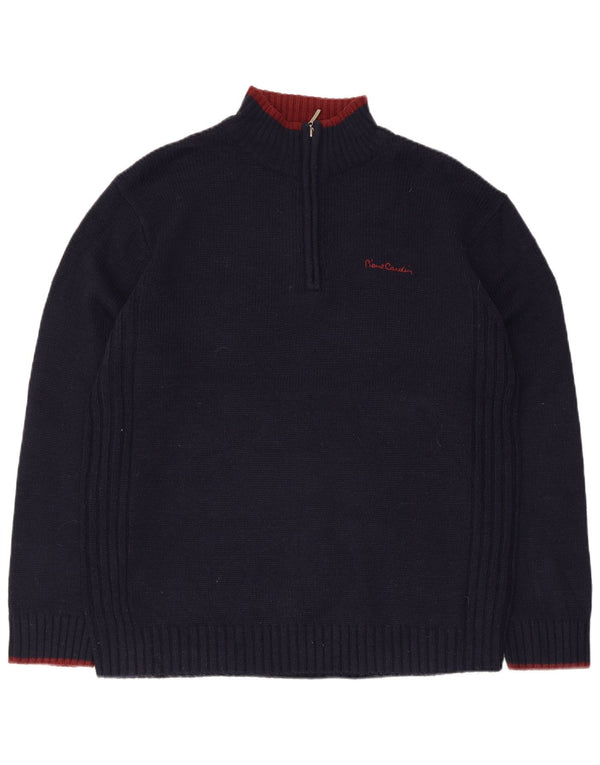 Pierre Cardin Herre Zip Neck Jumper Sweater Stor Marineblå Akryl
