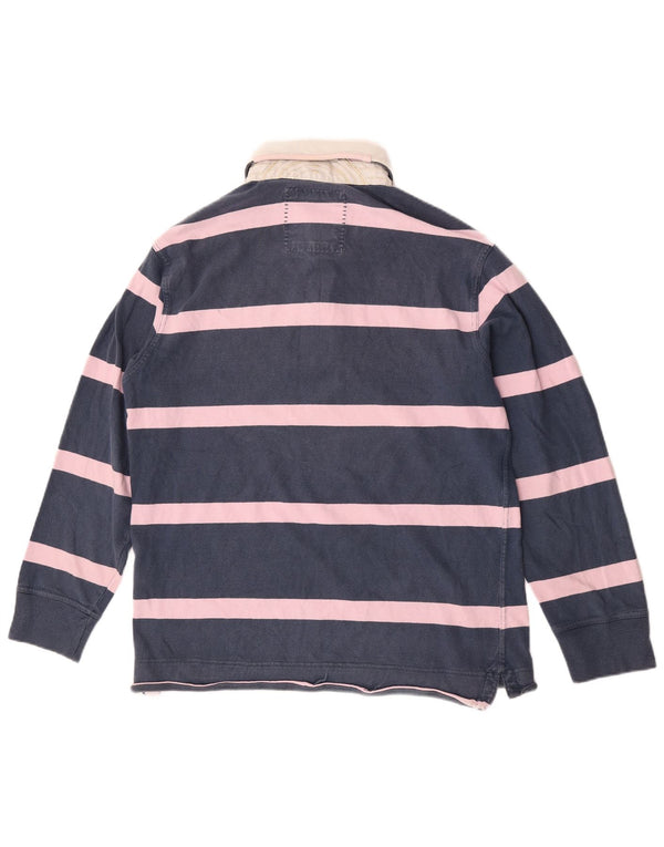 Besætningstøj Langærmet rugby poloshirt til mænd Medium marineblå stribet