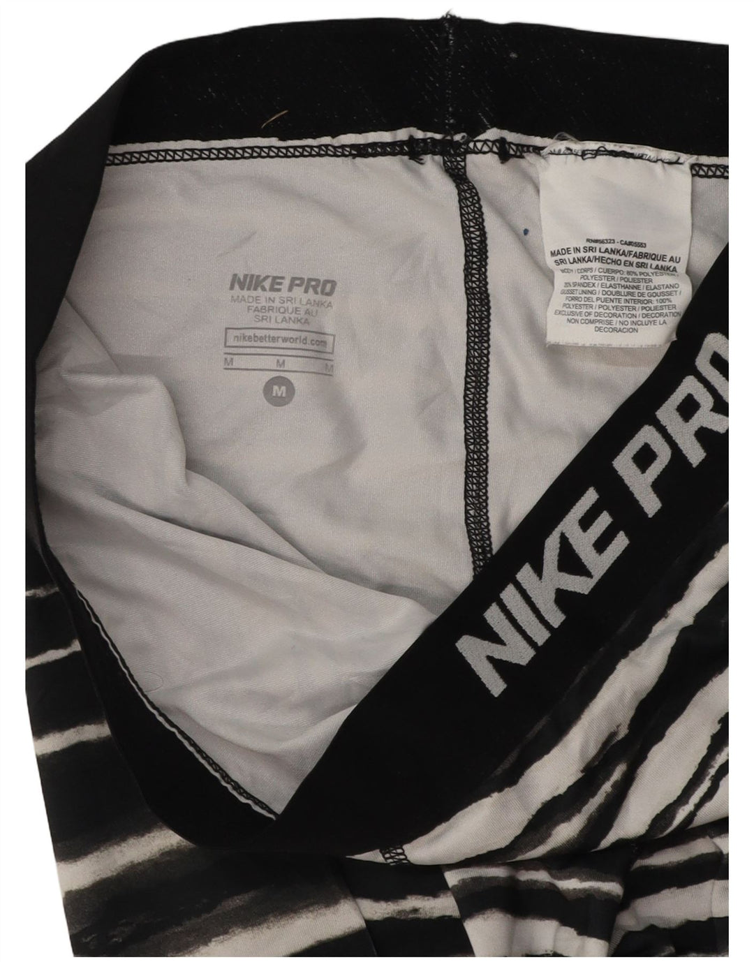 Nike Dame Grafisk Capri træningsdragt Bukser UK 12 Medium Sort Stribet