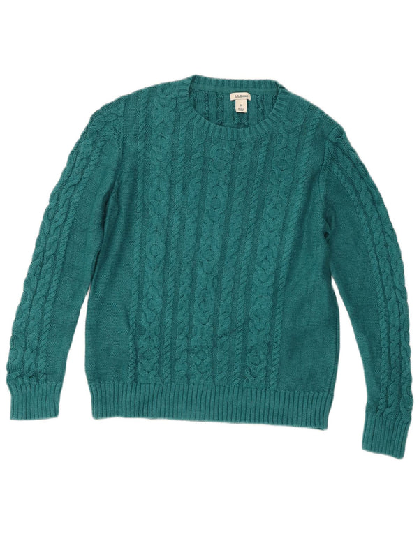 L.L.Bean Dame Boat Neck sweater UK 12 Medium turkis bomuld