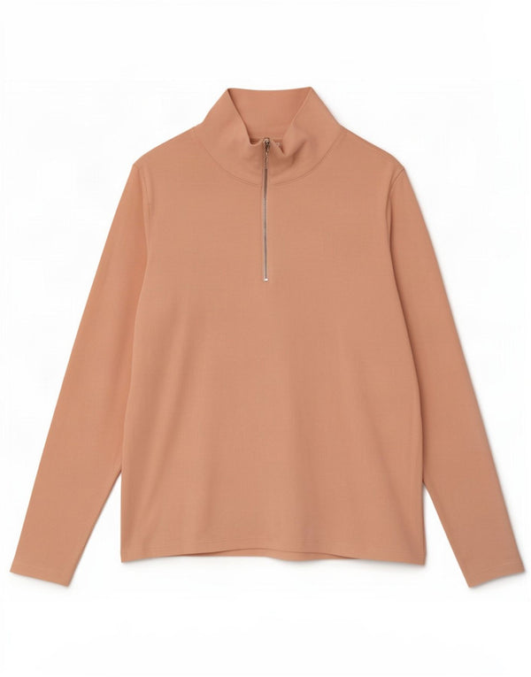 Marks & Spencer Dame-top med lynlåshals og langærmet UK 20 2XL Pink Bomuld