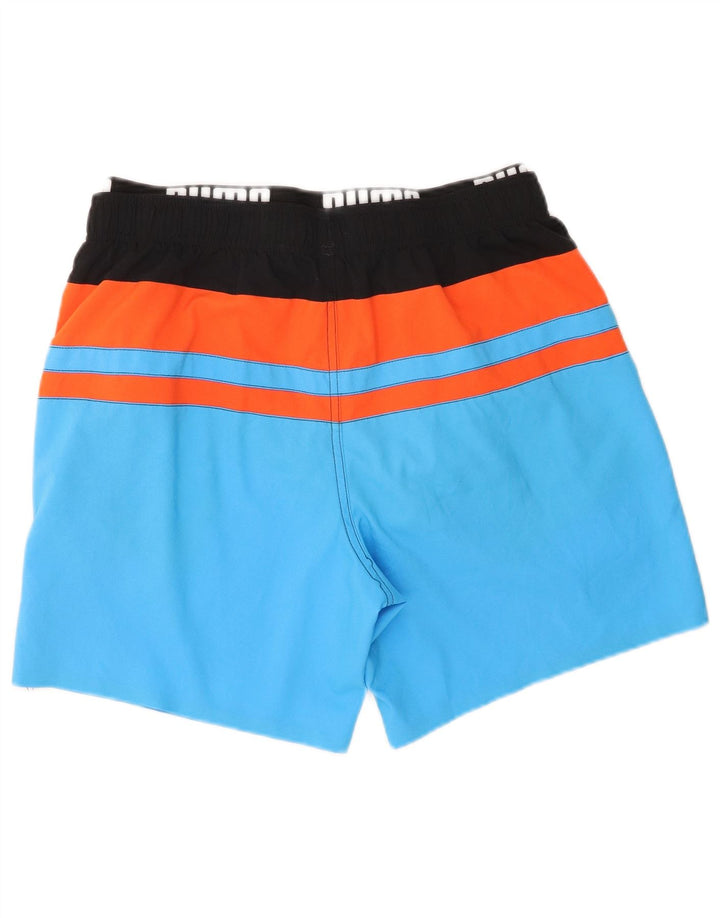 Puma Herre grafiske svømmeshorts Medium Blue Colourblock Polyester