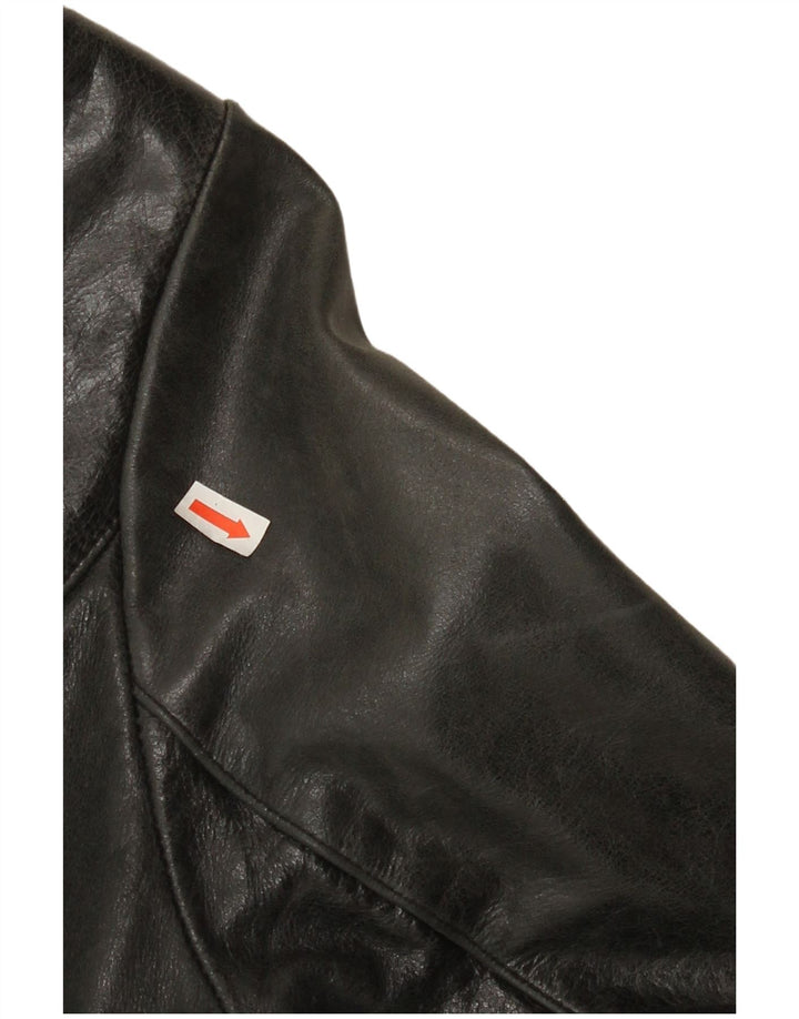 ASHY Womens Leather Coat UK 10 Small Black Leather