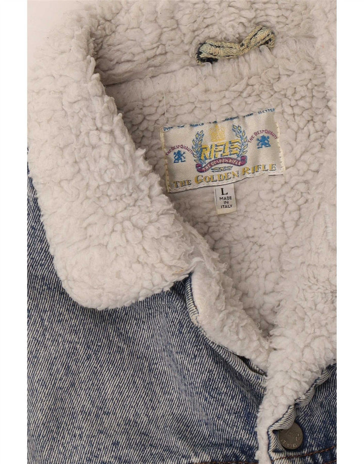 Rifle Herre Sherpa Denim Jacket UK 40 Large Blue