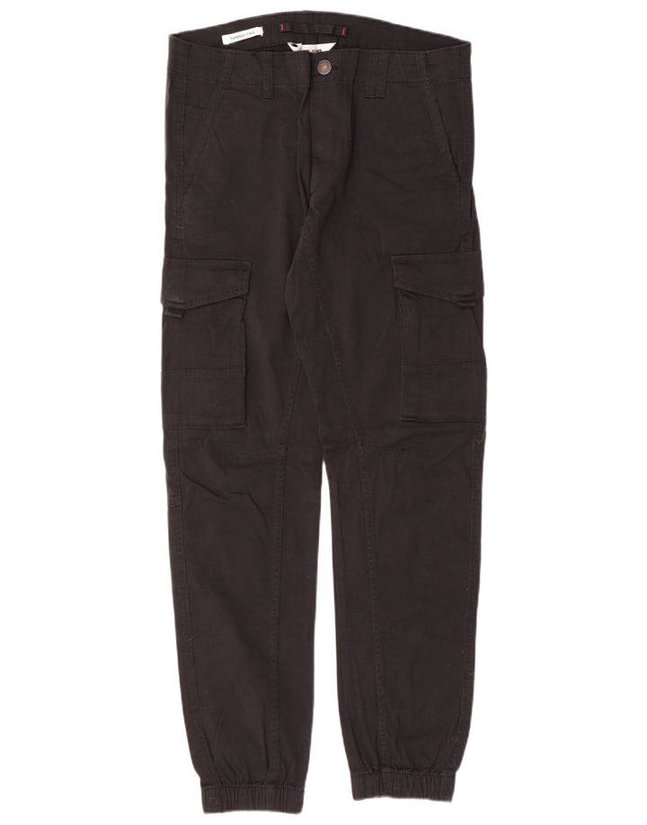 JACK & JONES Mens Paul Tapered Cargo Trousers W31 L32 Black Cotton Classic