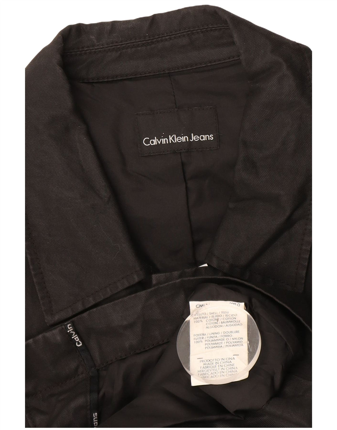 Calvin Klein Herre Military Jacket UK 38 Medium Sort Bomuld