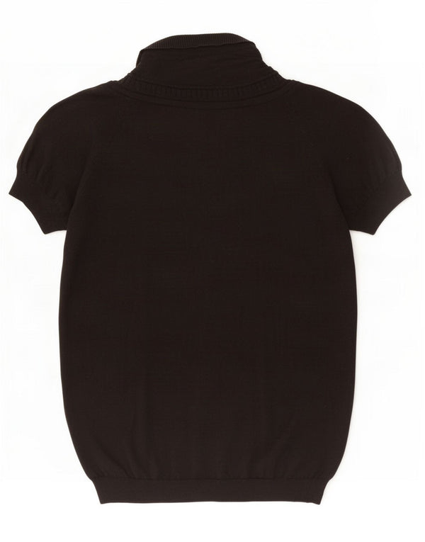 Armani Jeans Dame Kortærmet Bluse Top UK 10 Small Black Silk