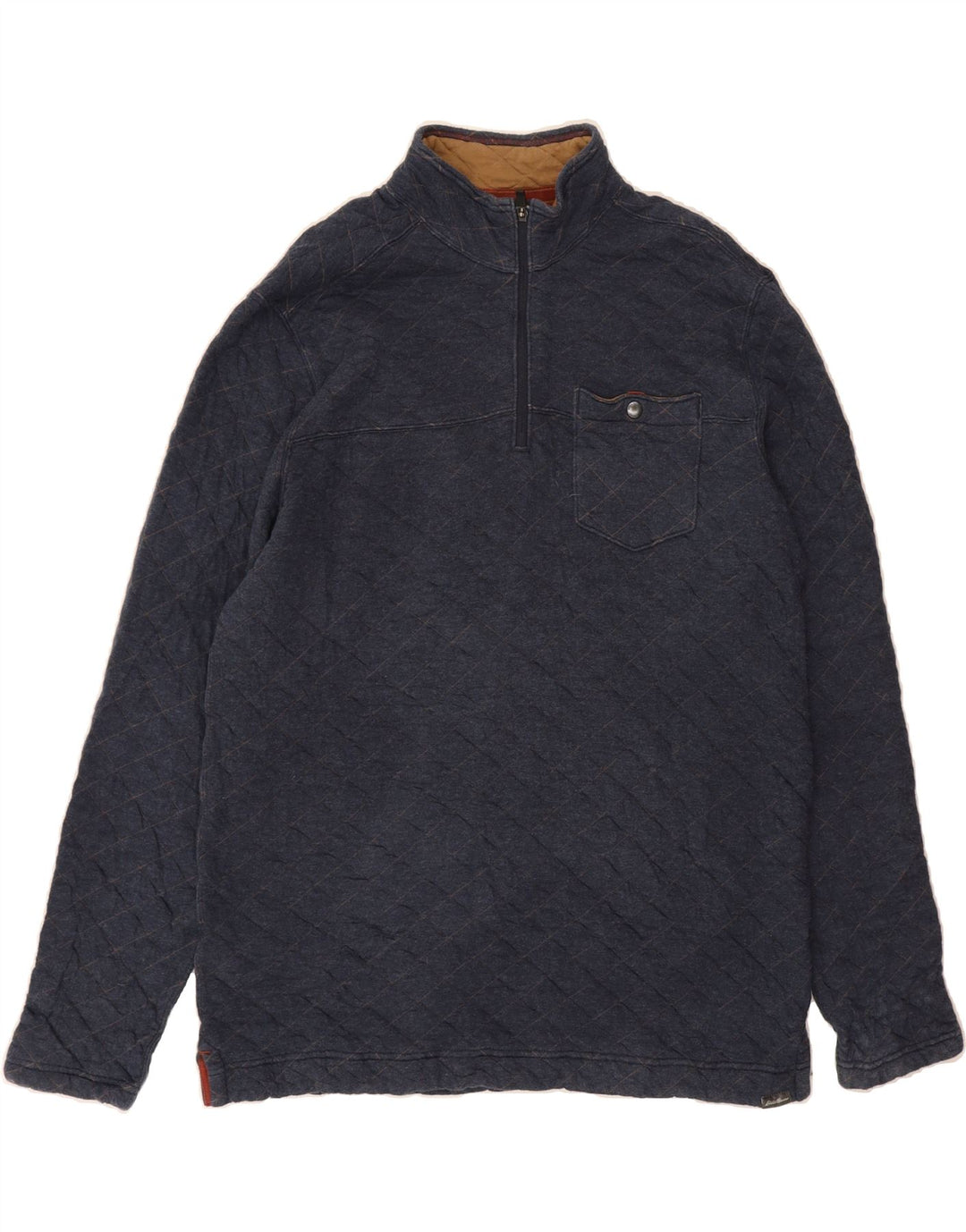 EDDIE BAUER Mens Zip Neck Sweatshirt Jumper Large Navy Blue Cotton Vintage Eddie Bauer and Second-Hand Eddie Bauer from Messina Hembry 