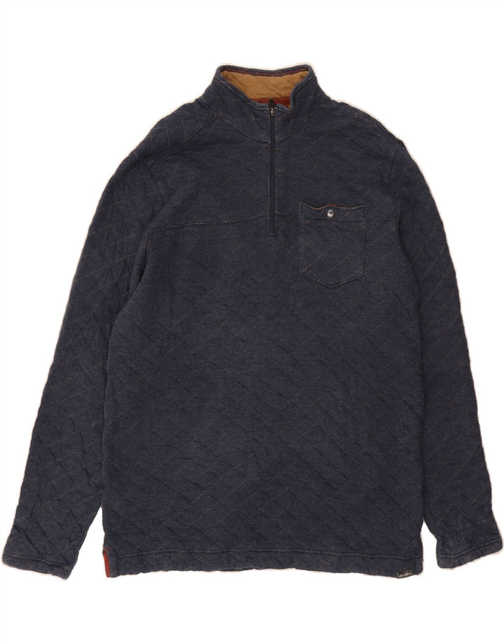 EDDIE BAUER Mens Zip Neck Sweatshirt Jumper Large Navy Blue Cotton Vintage Eddie Bauer and Second-Hand Eddie Bauer from Messina Hembry 