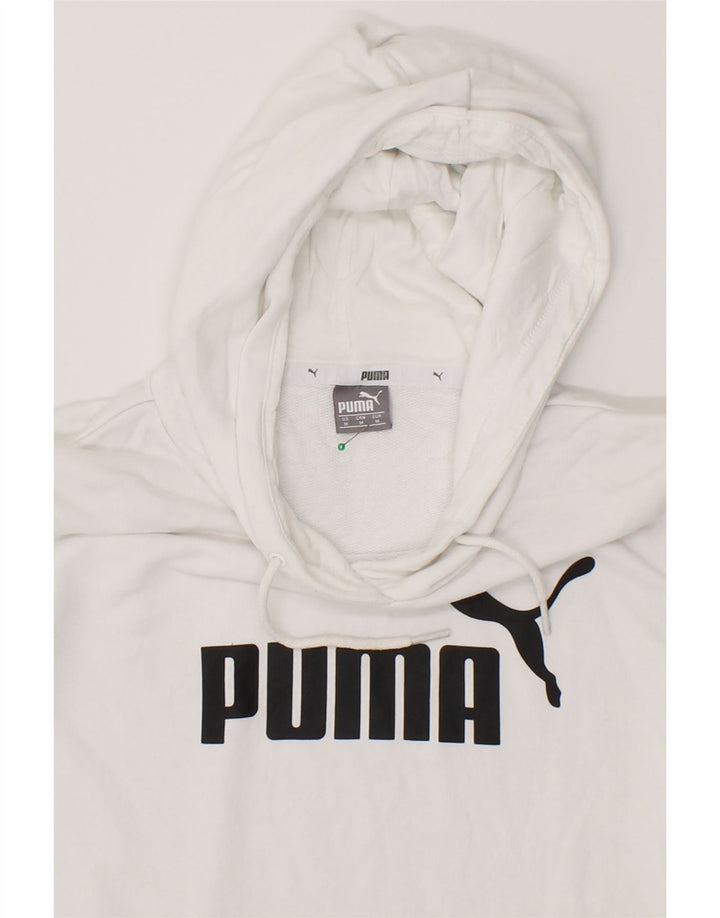 PUMA Womens Graphic Hoodie Jumper UK 14 Medium White Cotton Vintage Puma and Second-Hand Puma from Messina Hembry 