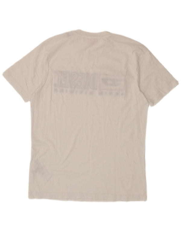 Diesel Herre Grafisk T-Shirt Top XL Hvid Bomuld