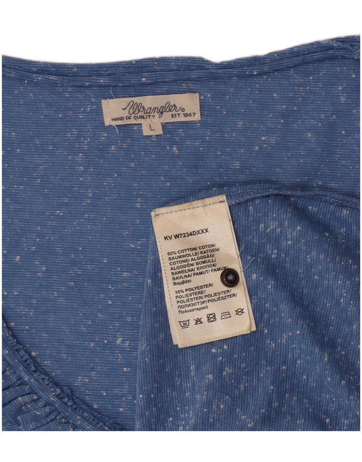 Wrangler Damebluse Top UK 14 Stor Blå Flecked Bomuld