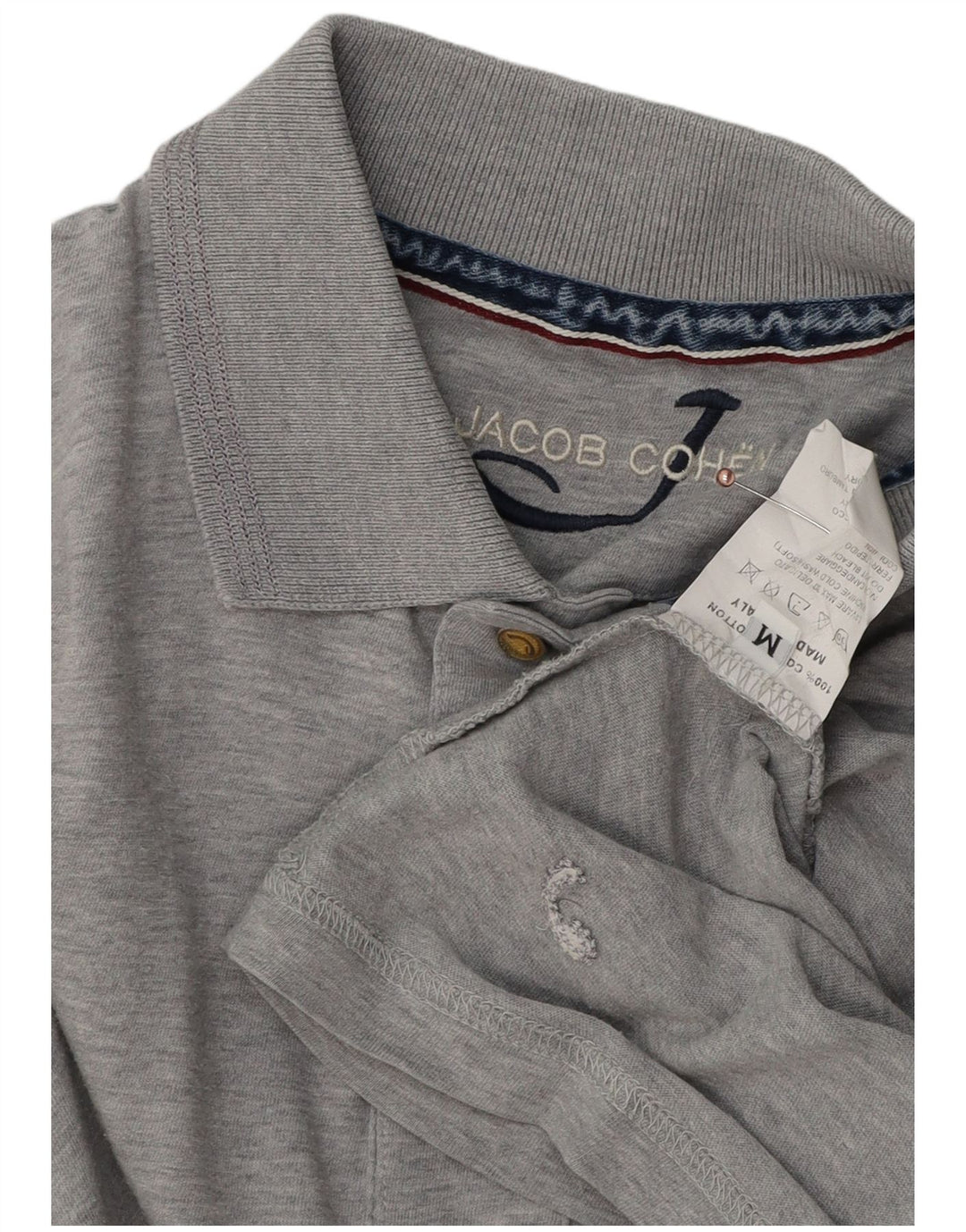 JACOB COHEN Langærmet poloshirt til mænd, mellemgrå flækket bomuld