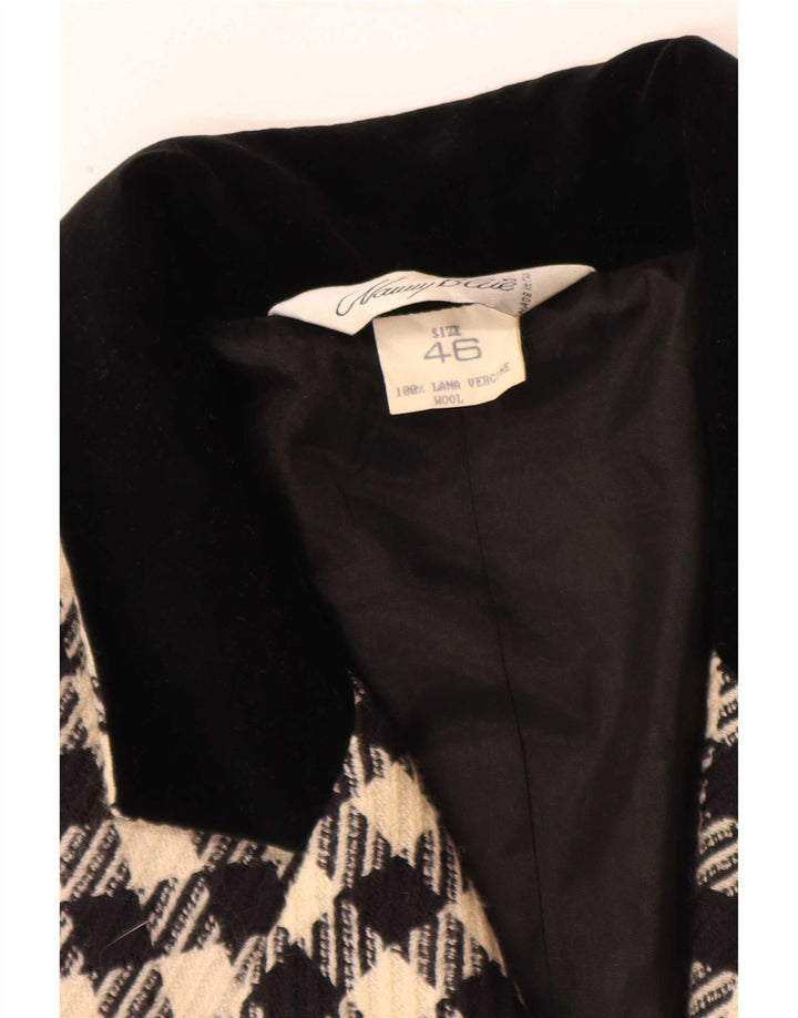 Vintage dame 3-knaps blazerjakke IT 46 Large Black Houndstooth Classic