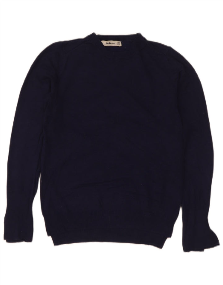 Zara Dame sweater med rund hals DK 12 Medium Navy Blue Viscose