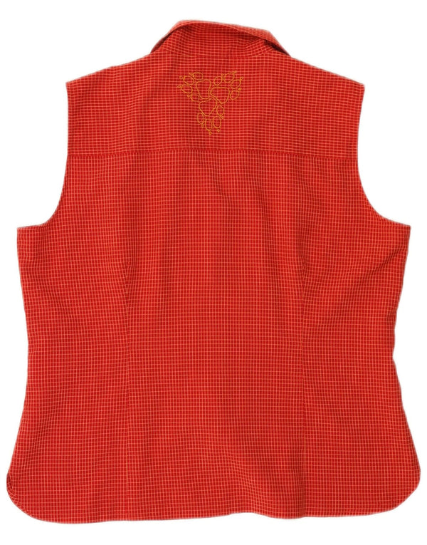 Jack Wolfskin kvinders rejse grafisk skjorte bluse UK 14/16 stor rød ternet