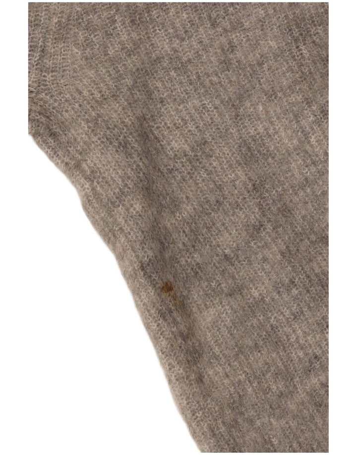 ZARA Womens Crop V-hals sweater UK 14 Medium Grey Flecked