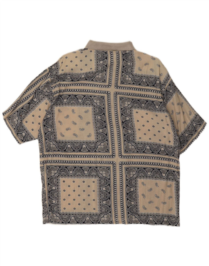 Alcatraz Kortærmet Herre Pullover Shirt Medium Beige Paisley Viscose