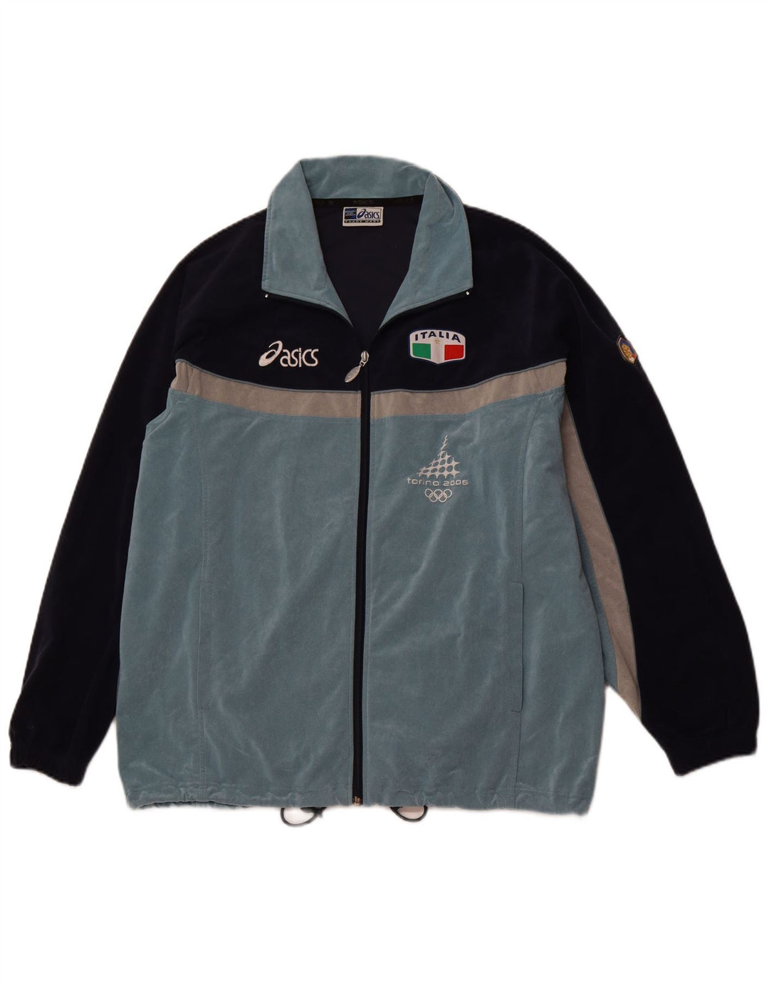 ASICS Træningsdragt til mænd, topjakke, stor blå farveblok polyestersport