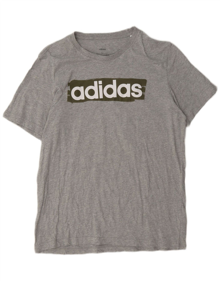 Adidas Herre Grafisk T-Shirt Top Stor Grå Bomuld