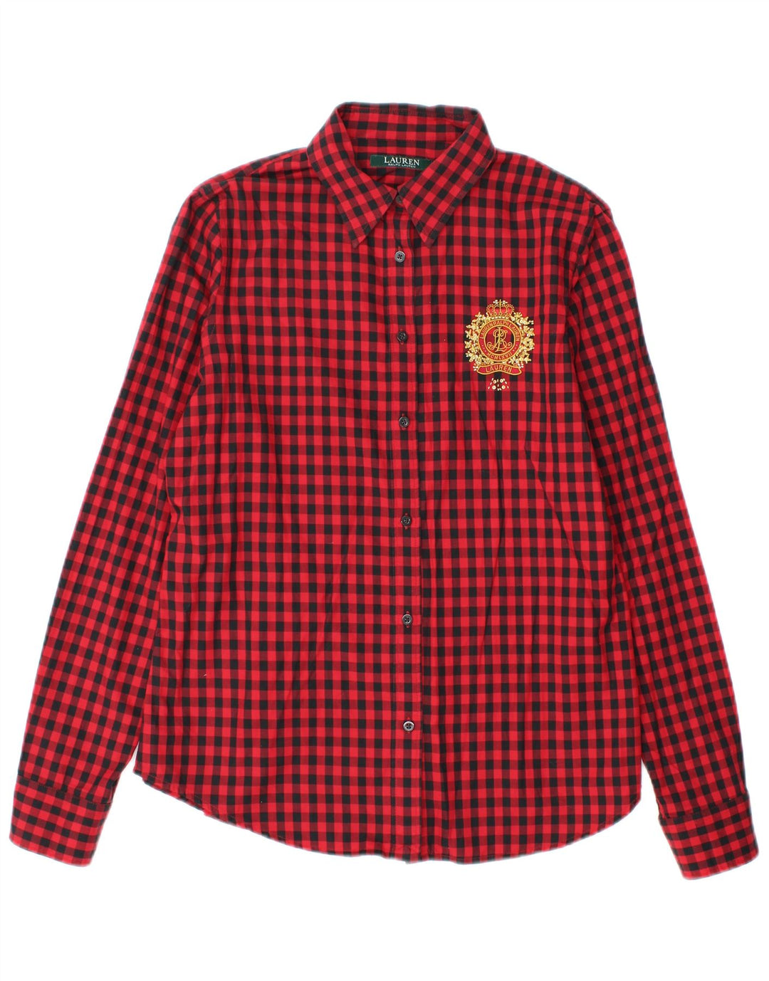 Ralph Lauren Dameskjorte UK 14 Medium Rød Gingham Bomuld