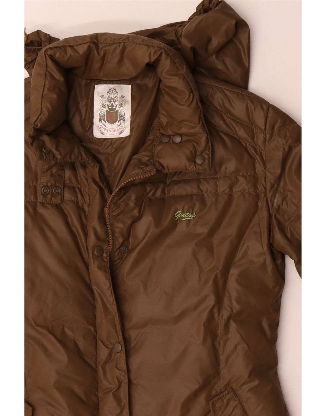 Guess hættepolstret frakke til kvinder UK 14 Medium Khaki Polyamid