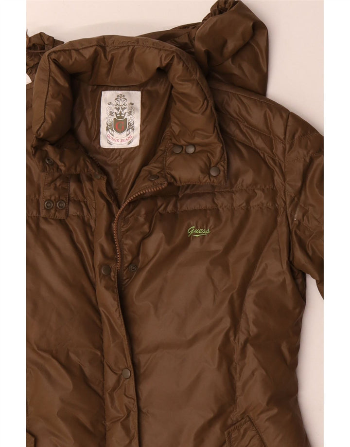 Guess hættepolstret frakke til kvinder UK 14 Medium Khaki Polyamid
