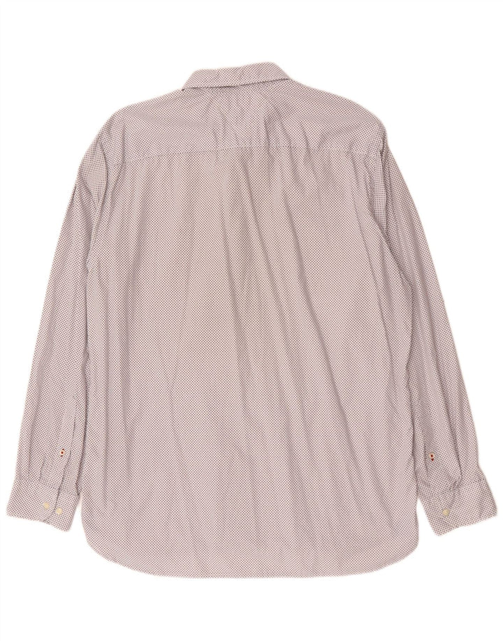 TOMMY HILFIGER Herre Regular Fit skjorte XL Hvid plettet bomuld