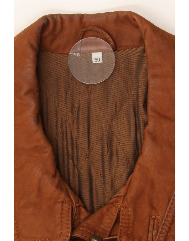 VINTAGE Mens Leather Coat IT 50 Large Brown Vintage Vintage and Second-Hand Vintage from Messina Hembry 