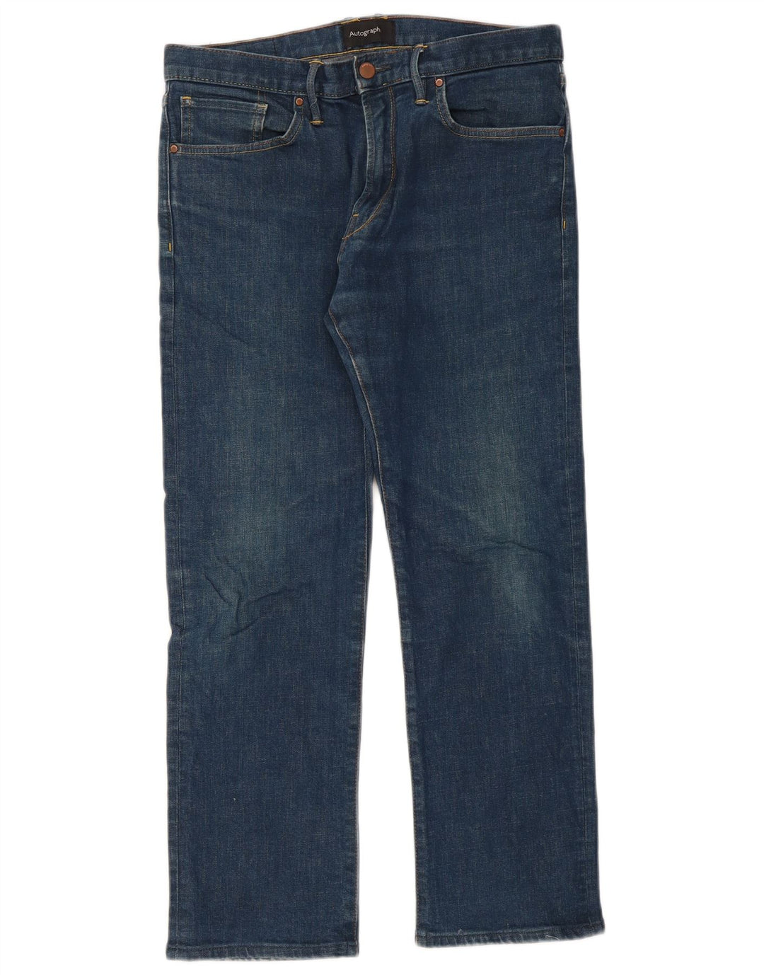 Marks & Spencer Herre Autograph Straight Jeans W32 L29 Blå Bomuld