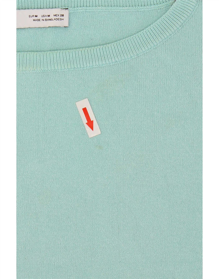 Zara Womens Crop T-Shirt Top UK 12 Medium Turkis Viscose