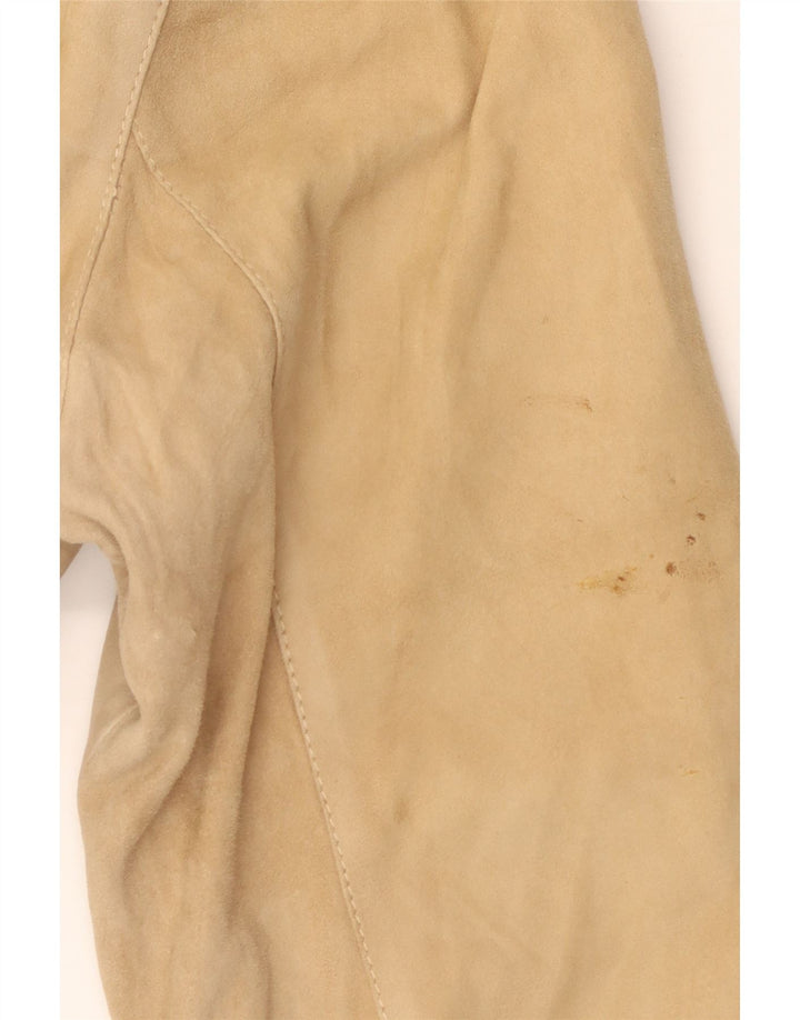 VINTAGE ruskindsfrakke til kvinder IT 46 Stort beige læder