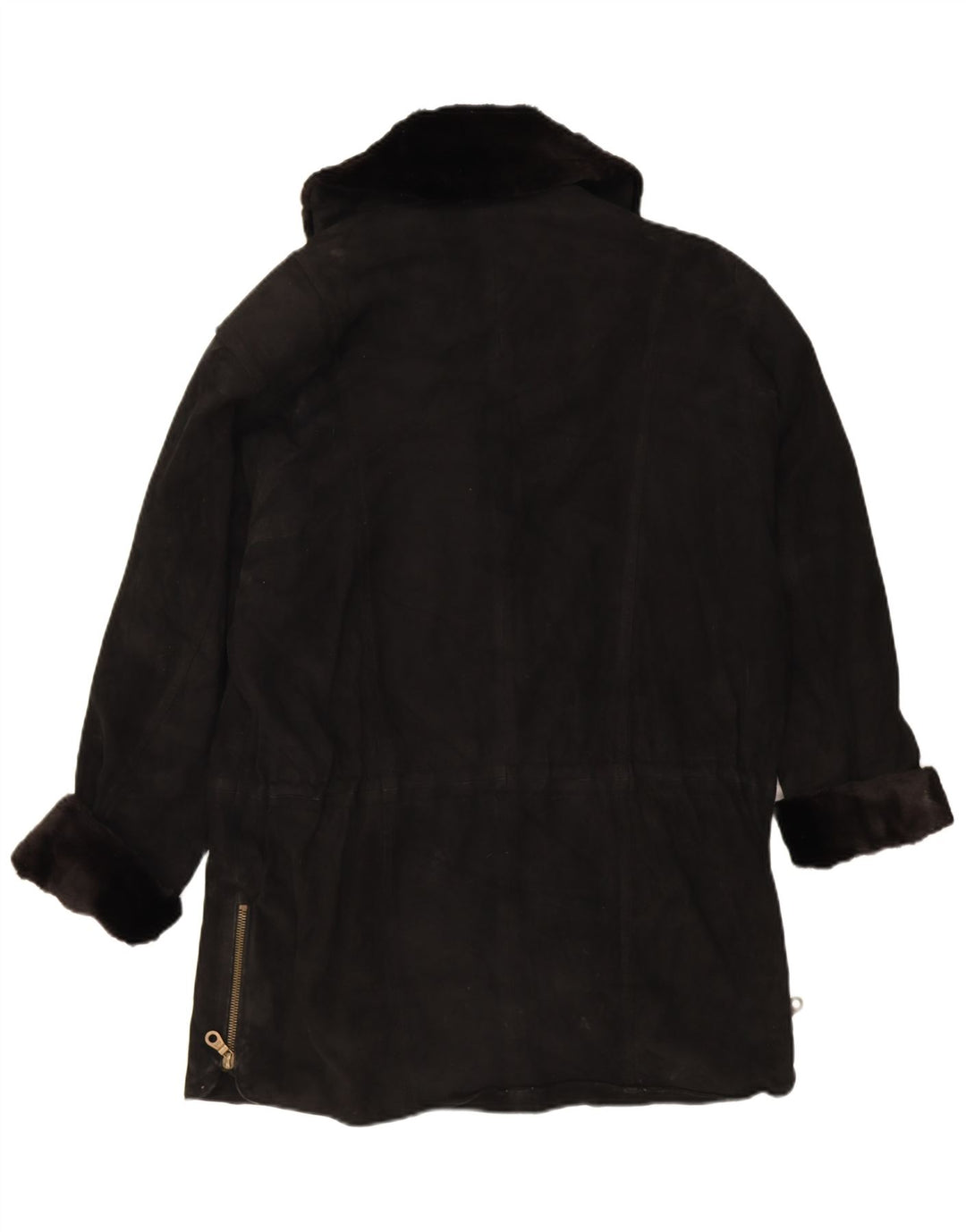 Vintage dame ruskind oversized overtræk EU 38 medium sort læder