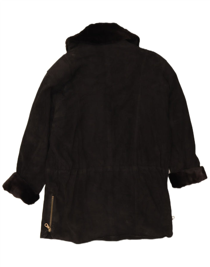 Vintage dame ruskind oversized overtræk EU 38 medium sort læder